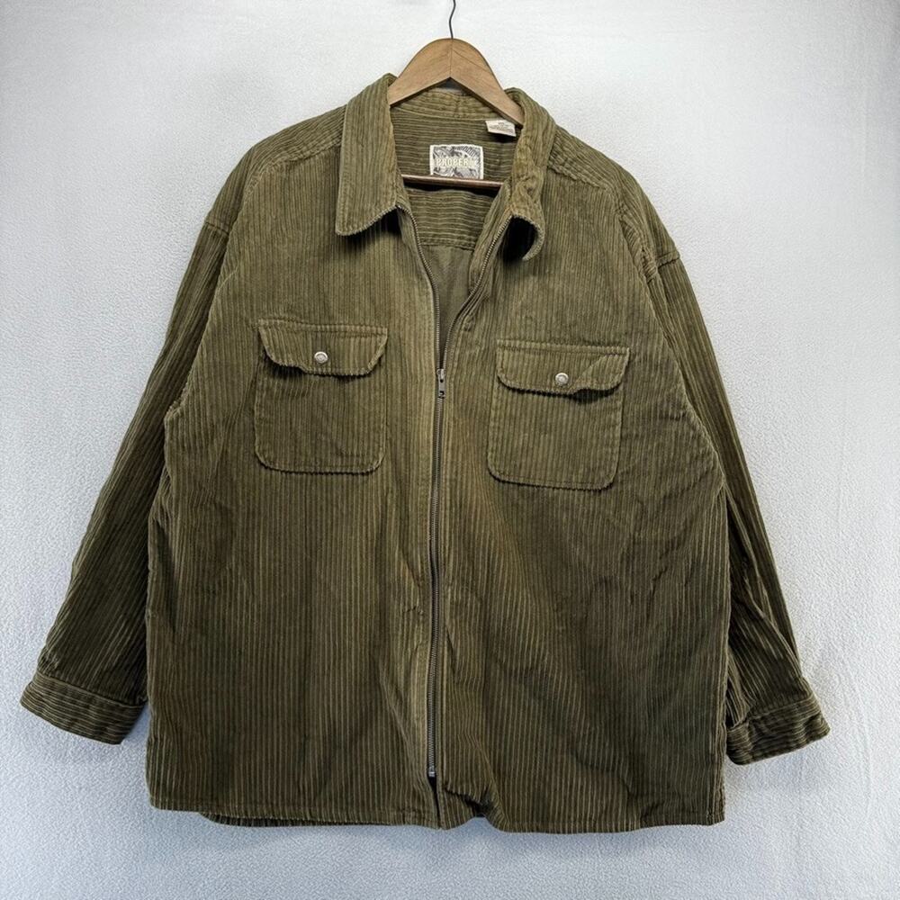 Vintage Corduroy Jacket Men's 2XL Full Zip Cord Pockets Green Skate Surf 90s
